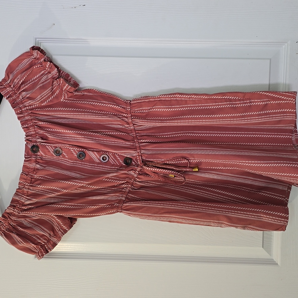 Blush white stripes size small romper